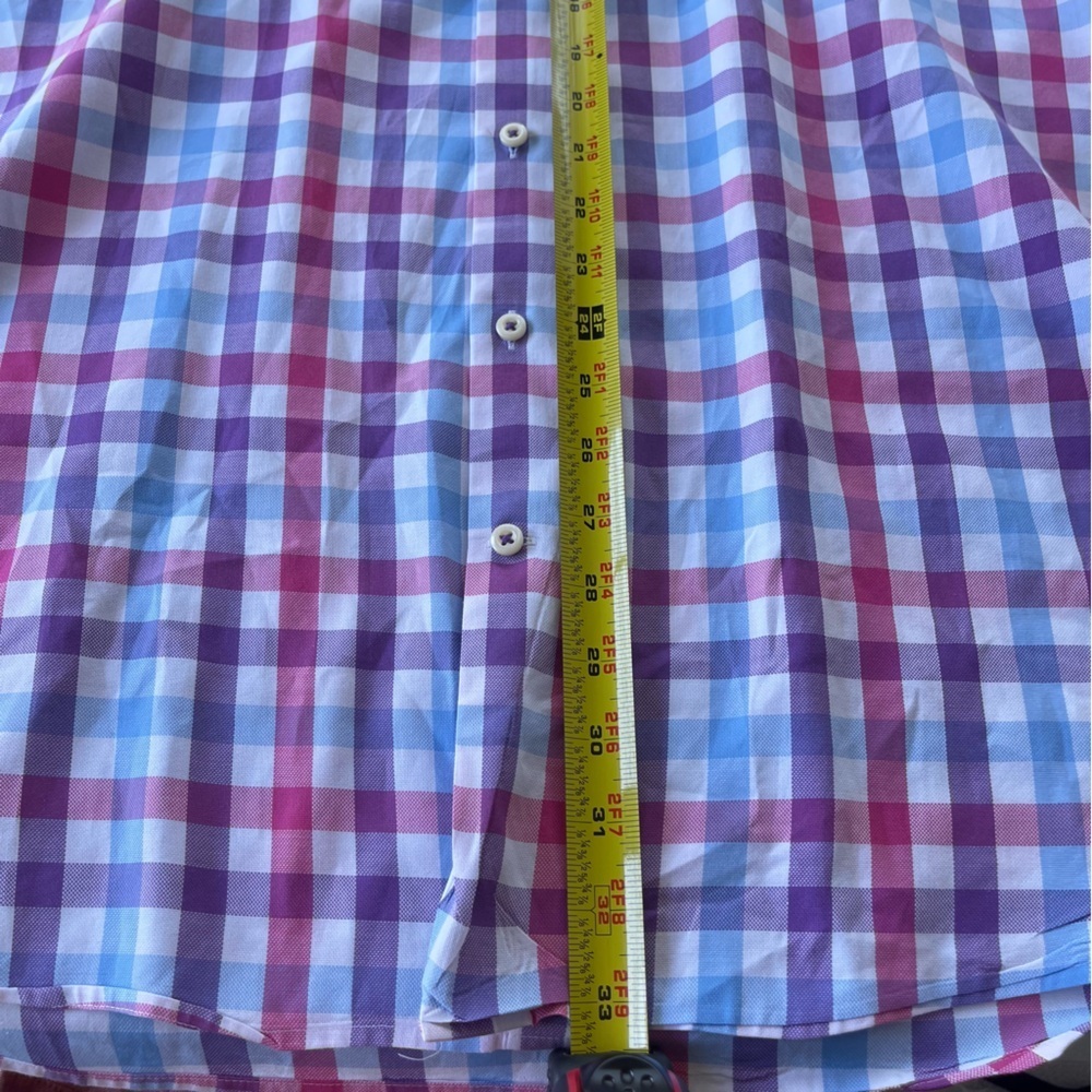 Peter Millar Men’s Long Sleeve Button Front Plaid Shirt Size XL Pink Blue‎ White - Picture 6 of 9
